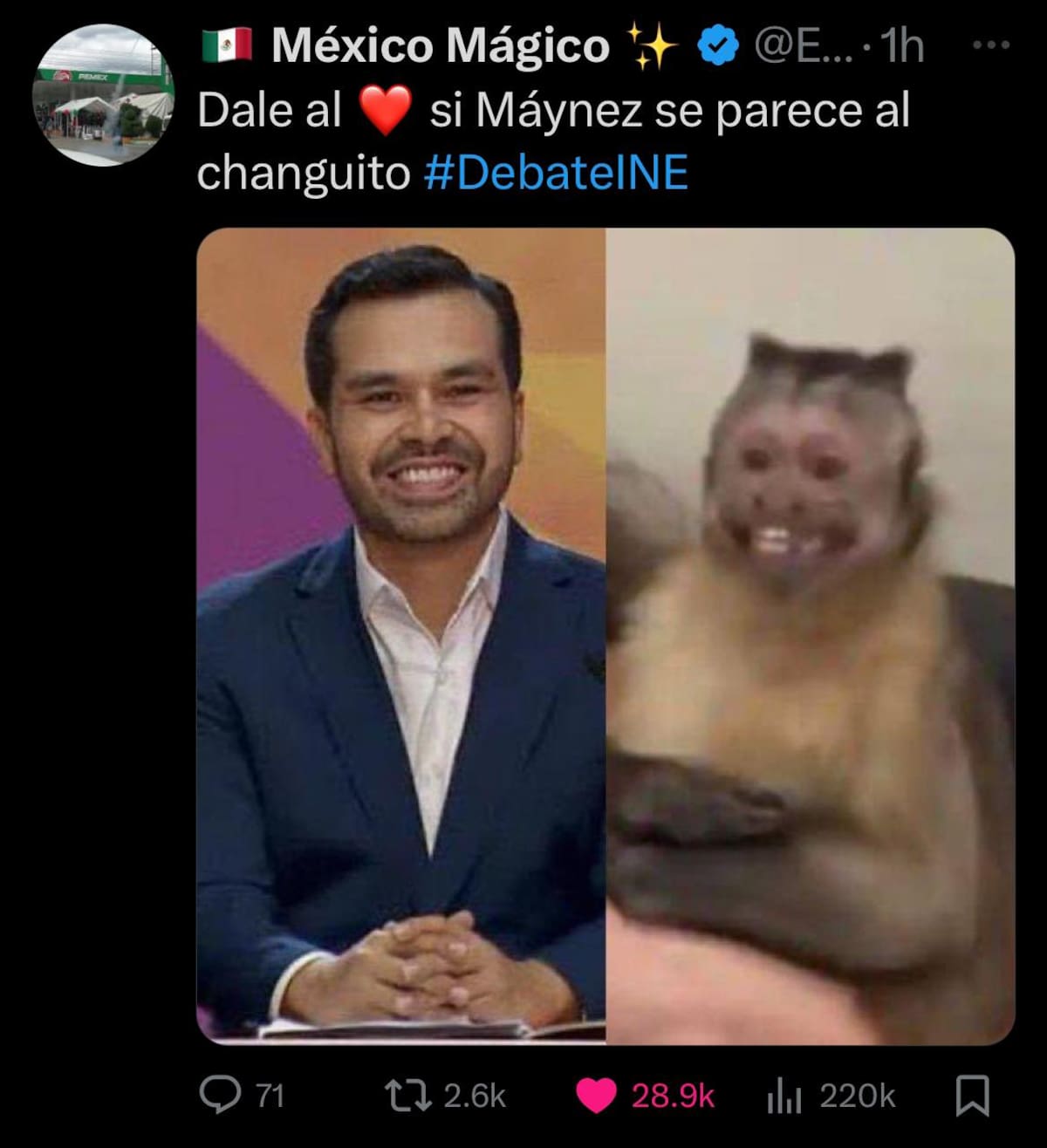 Meme de Maynez como changuito. Foto: X