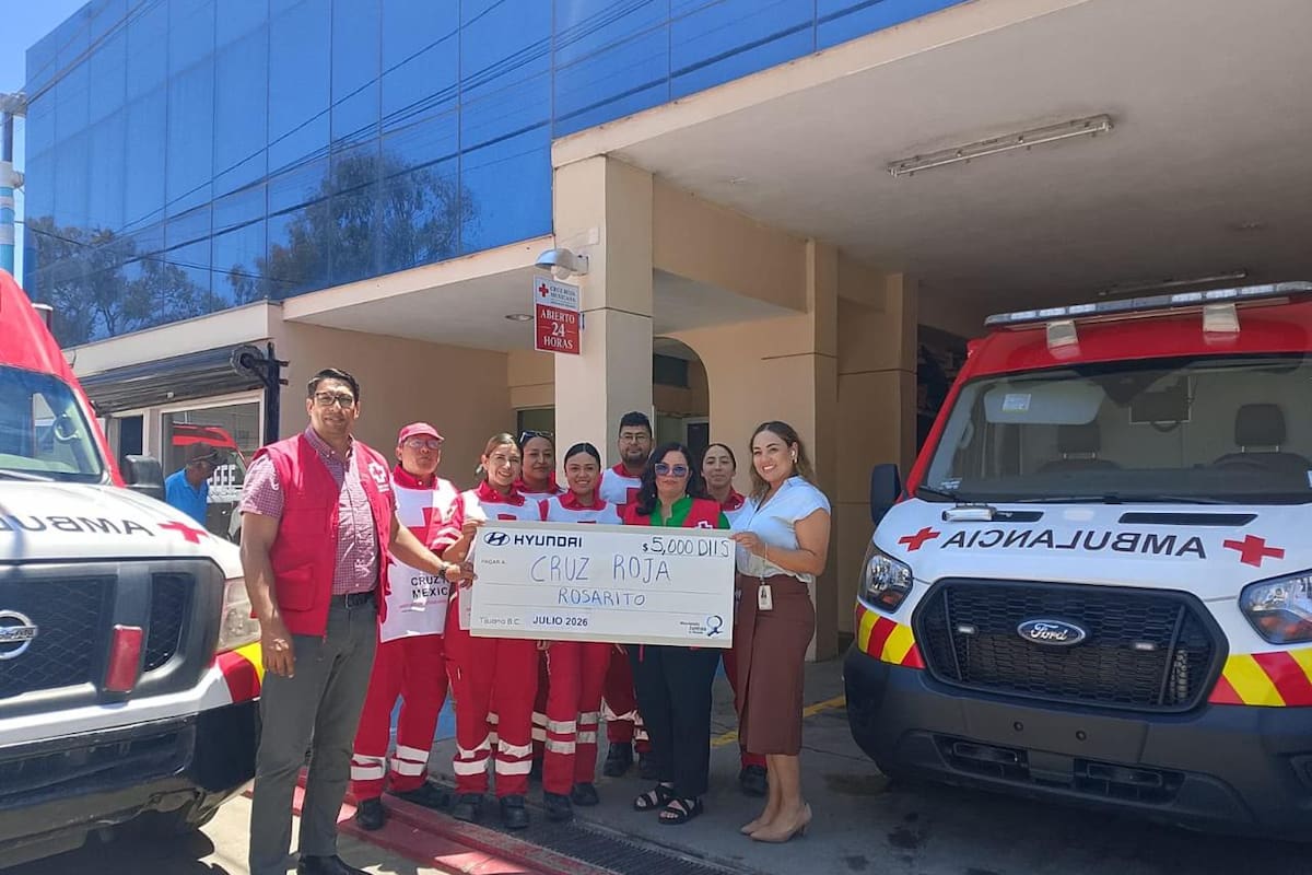 Hyundai dona 5 mil dólares a Cruz Roja Rosarito para fortalecer servicios de emergencia