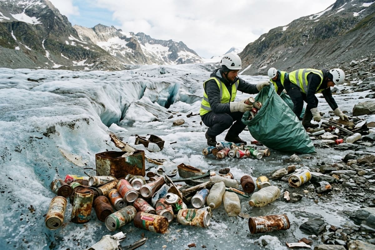 El deshielo de dos glaciares en Austria dejó al descubierto más de dos toneladas de basura acumulada durante décadas y especialistas estiman que todavía permanecen enterrados alrededor de 5 mil kilos de residuos bajo el hielo