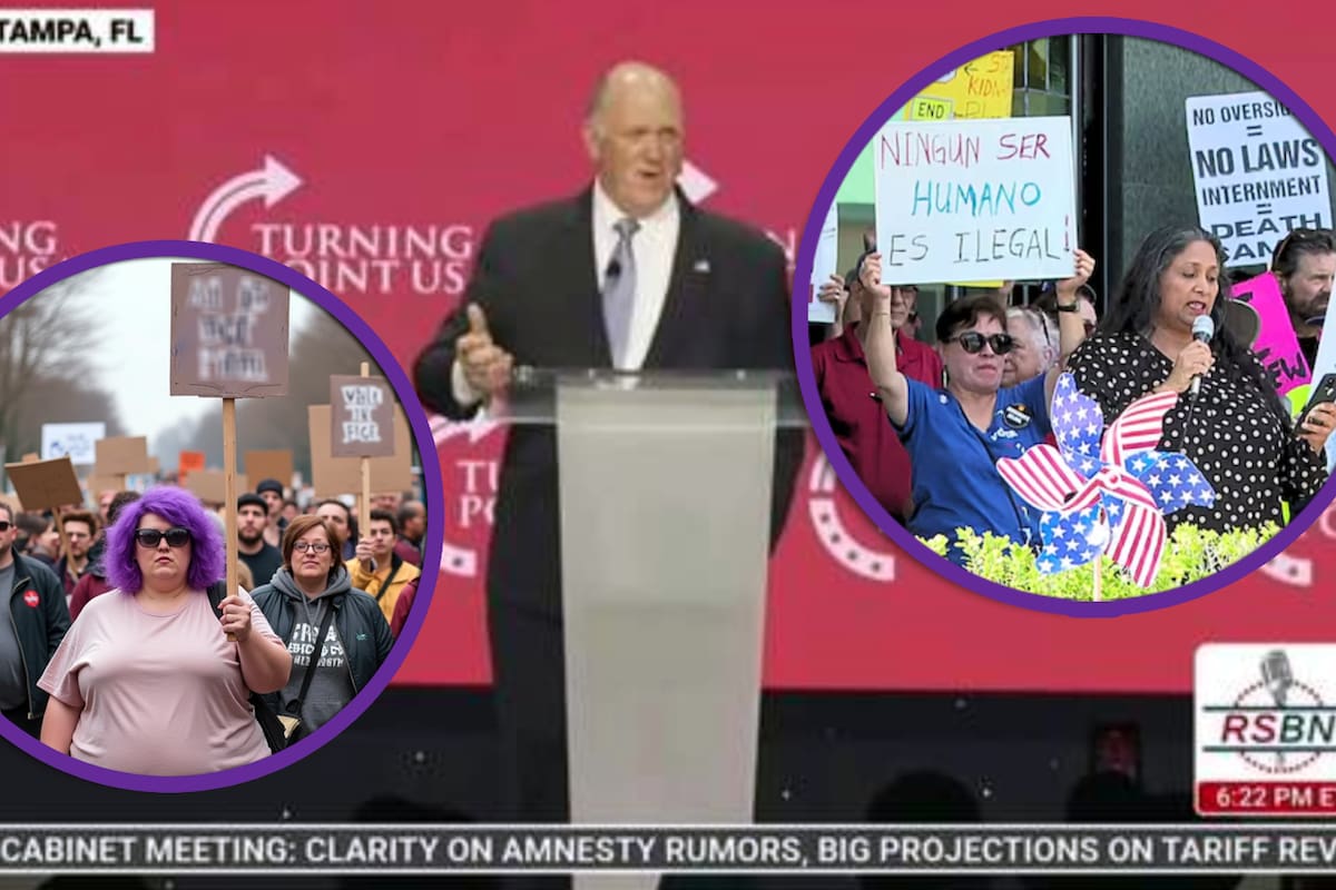 “Me sorprende que no tengas el cabello morado y una perforación en la nariz”: Tom Homan insulta a jóven protestando durante su conferencia en Florida