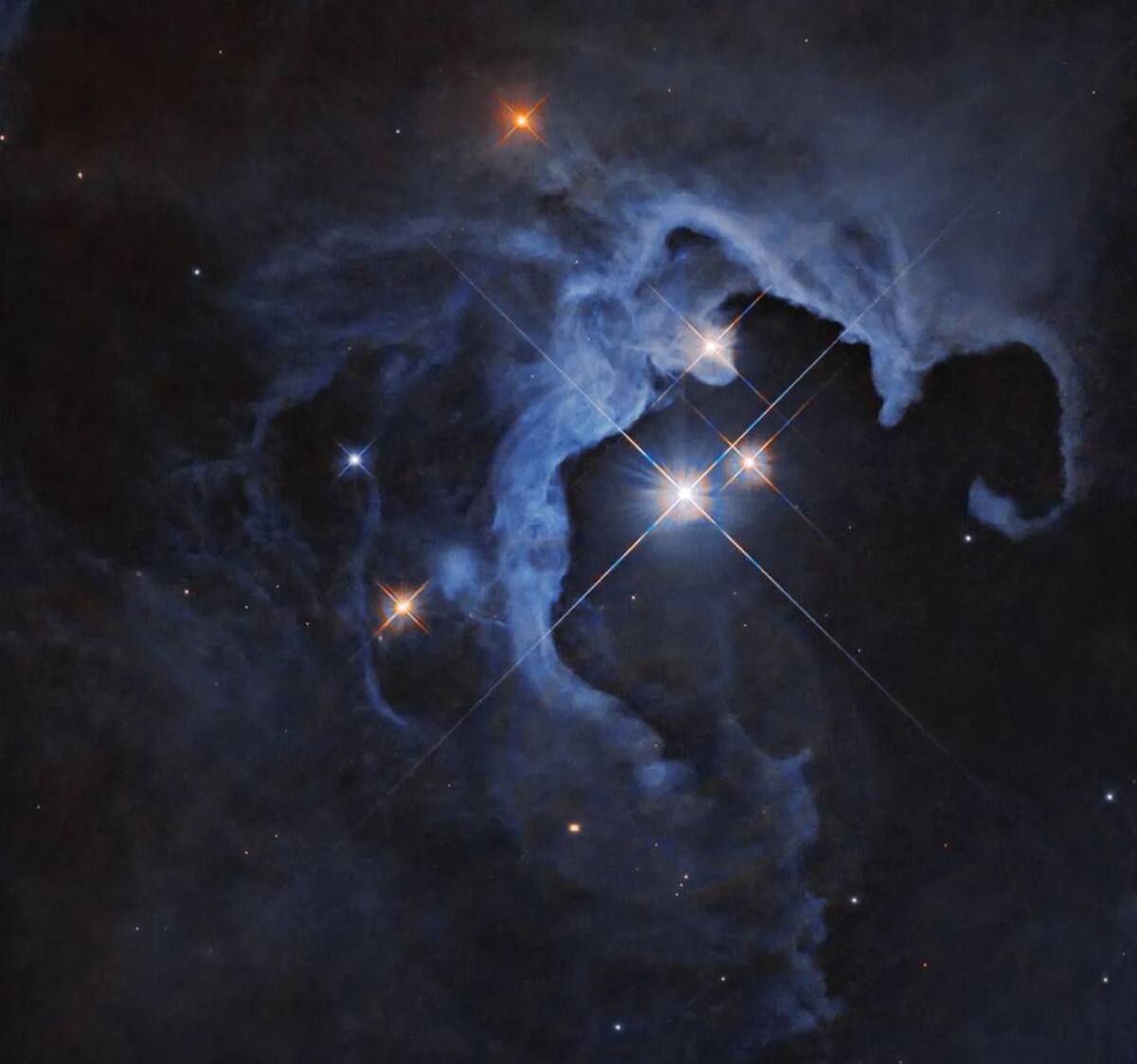 Versión completa de la imagen de HP Tau captada por el Hubble (Crédito: NASA, ESA, G. Duchene (Universite de Grenoble I)
