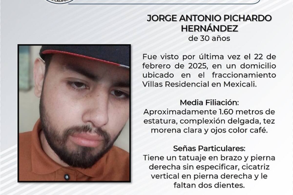 Familiares buscan a Jorge Antonio Pichardo Hernández