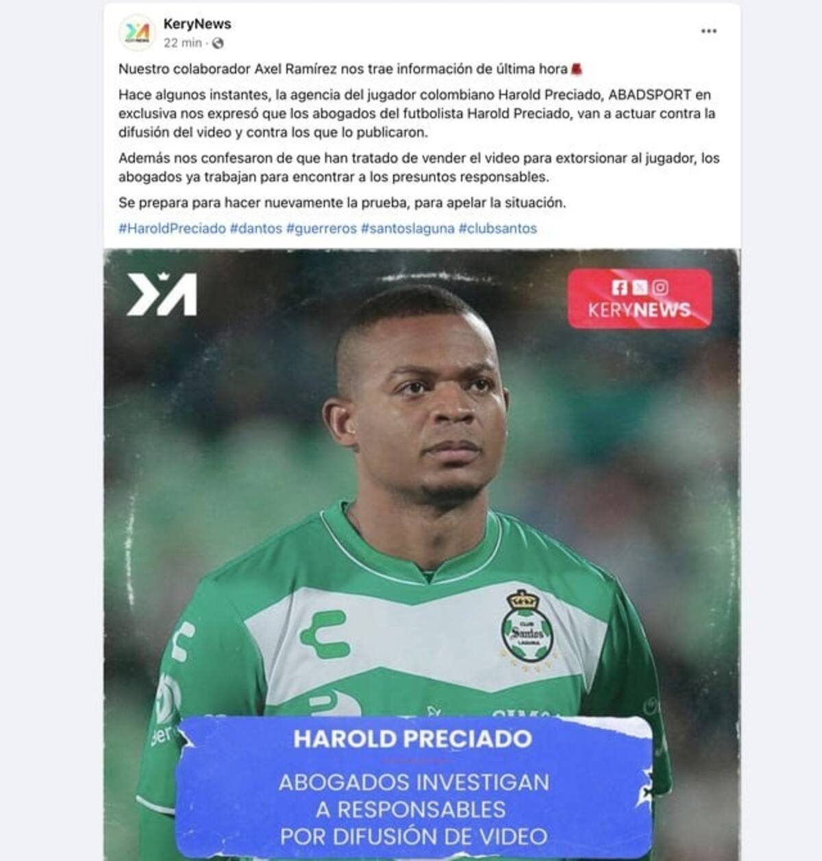 El abogado de Harold Preciado actuará contra filtrador del video; acusa intento de extorsión.
