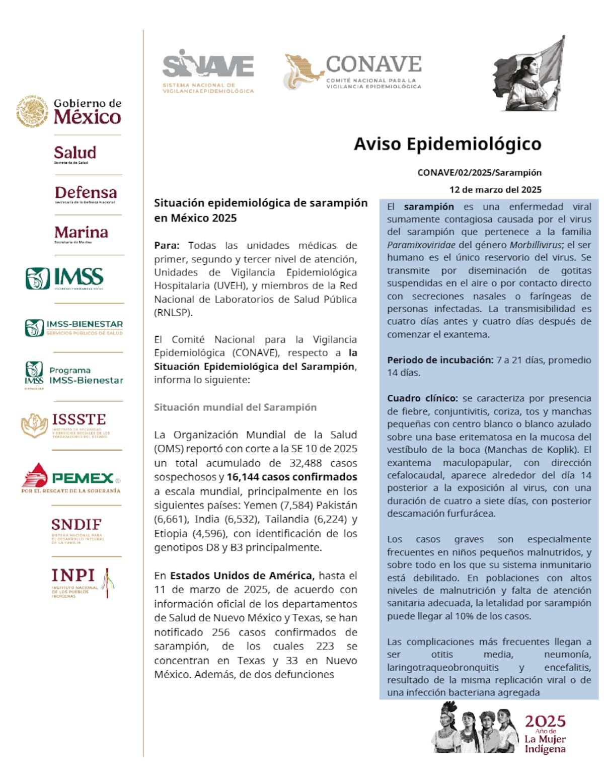 Secretaría de Salud alerta por casos de sarampión en México. Foto: SSa