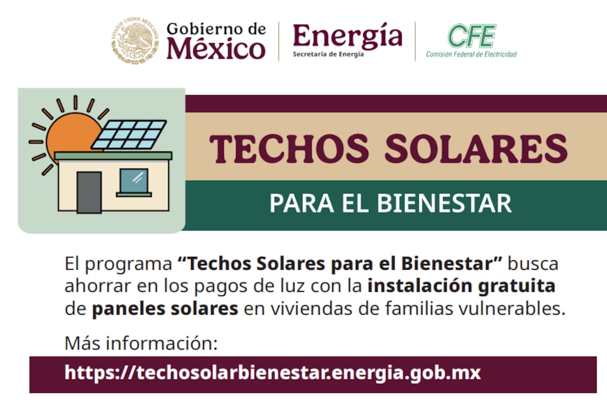 Se acerca cierre del registro para el programa “Techos Solares para el Bienestar”