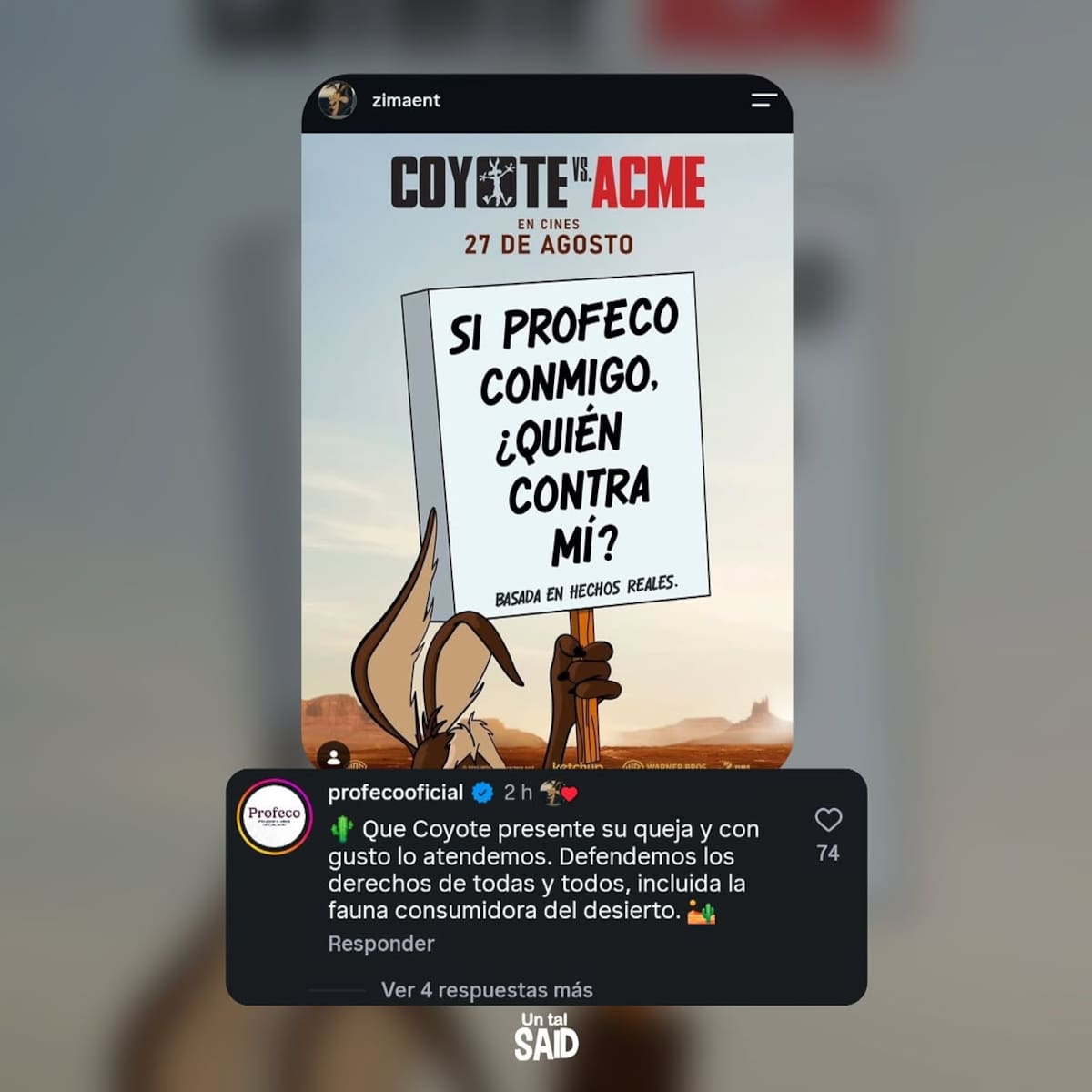 Así fue la divertida respuesta de Profeco para una publicidad de Coyote vs ACME.