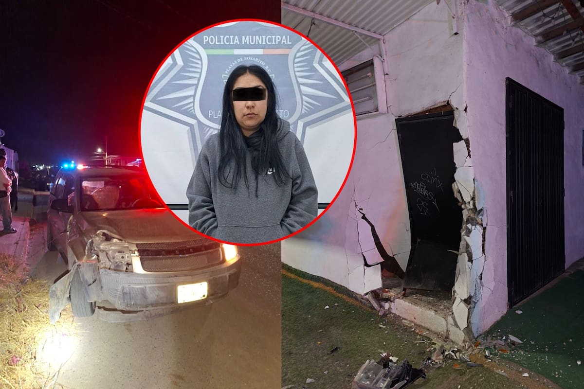 Conductora choca contra negocio y es detenida tras intentar huir en Rosarito