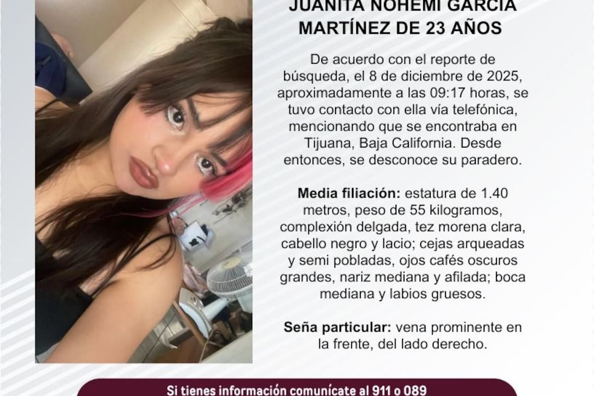 Se busca a Juanita Nohemí García Martínez de 23 años