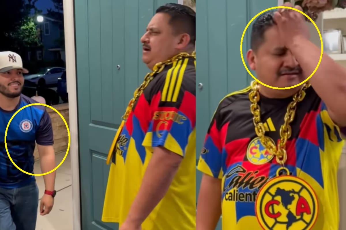 “Viene con la playera del equipo contrario”: joven le juega una broma a su padre antes de ver un partido de futbol