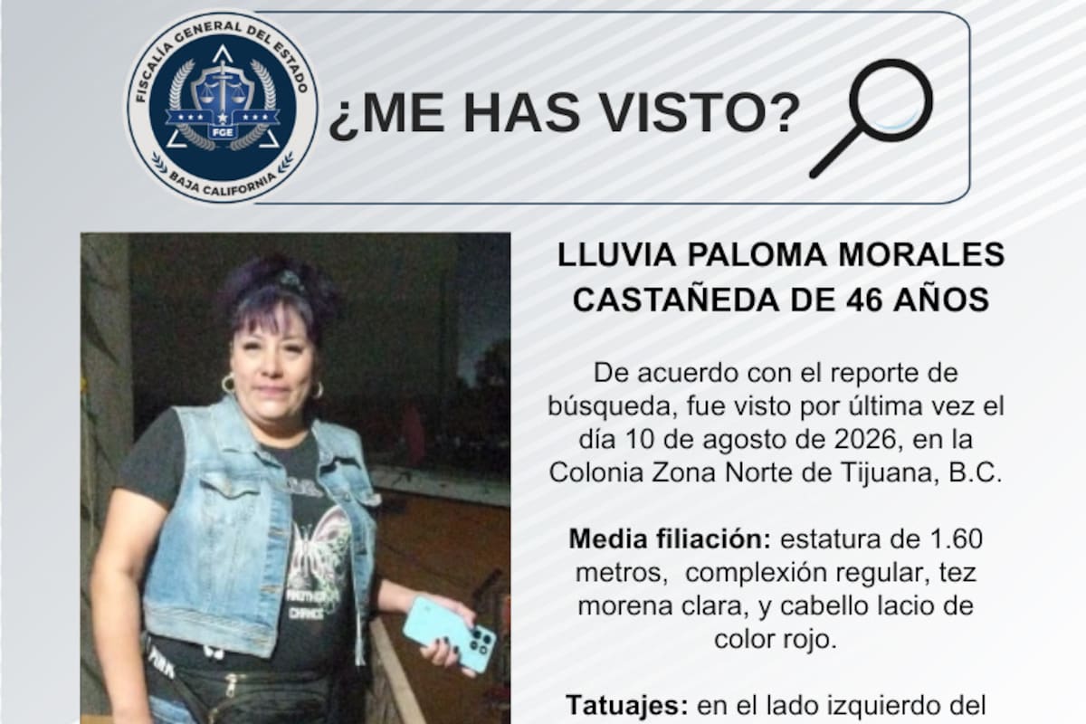Se busca Lluvia Paloma Morales Castañeda de 46 años