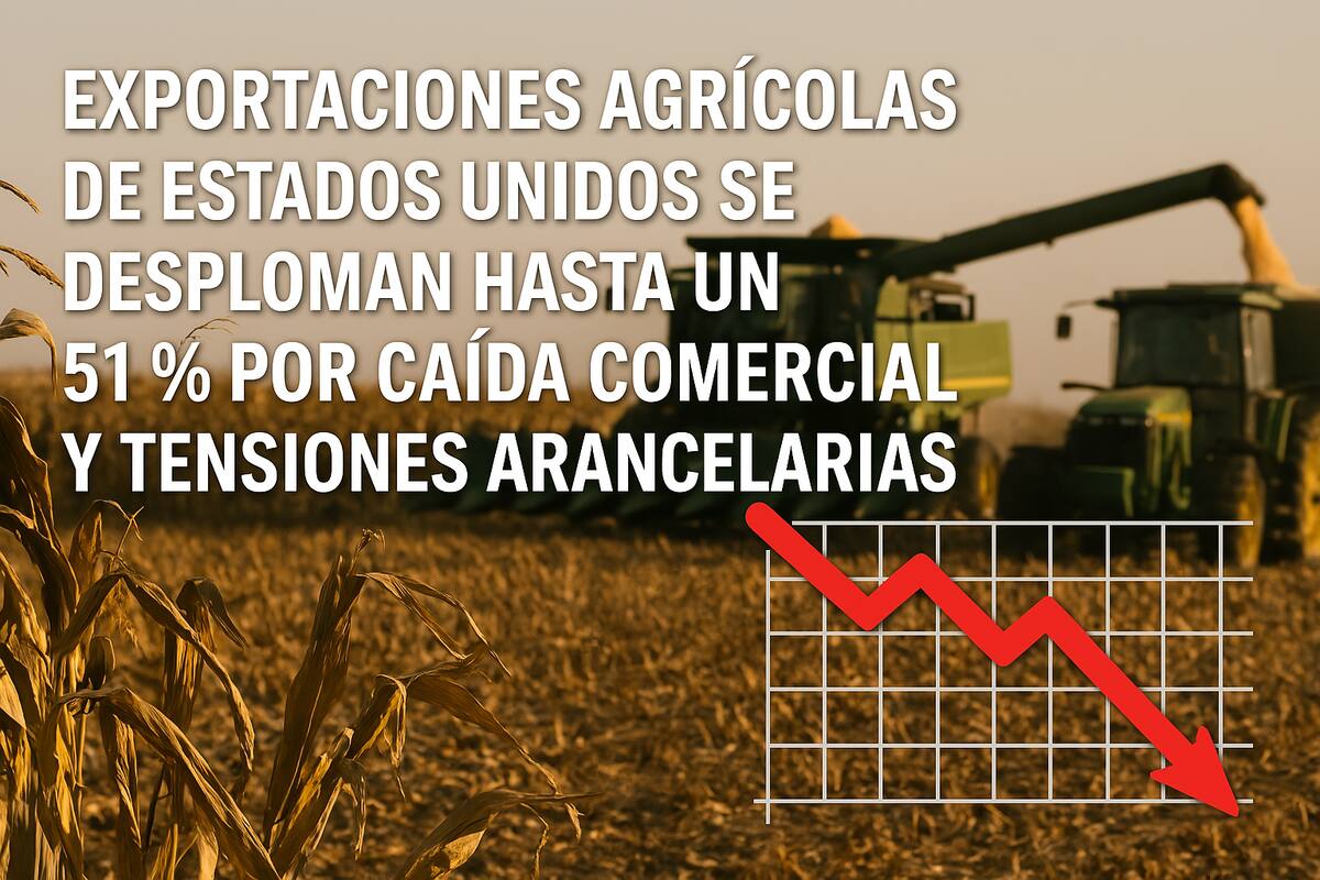 Exportaciones agrícolas de Estados Unidos se desploman hasta un 51 % por caída comercial y tensiones arancelarias