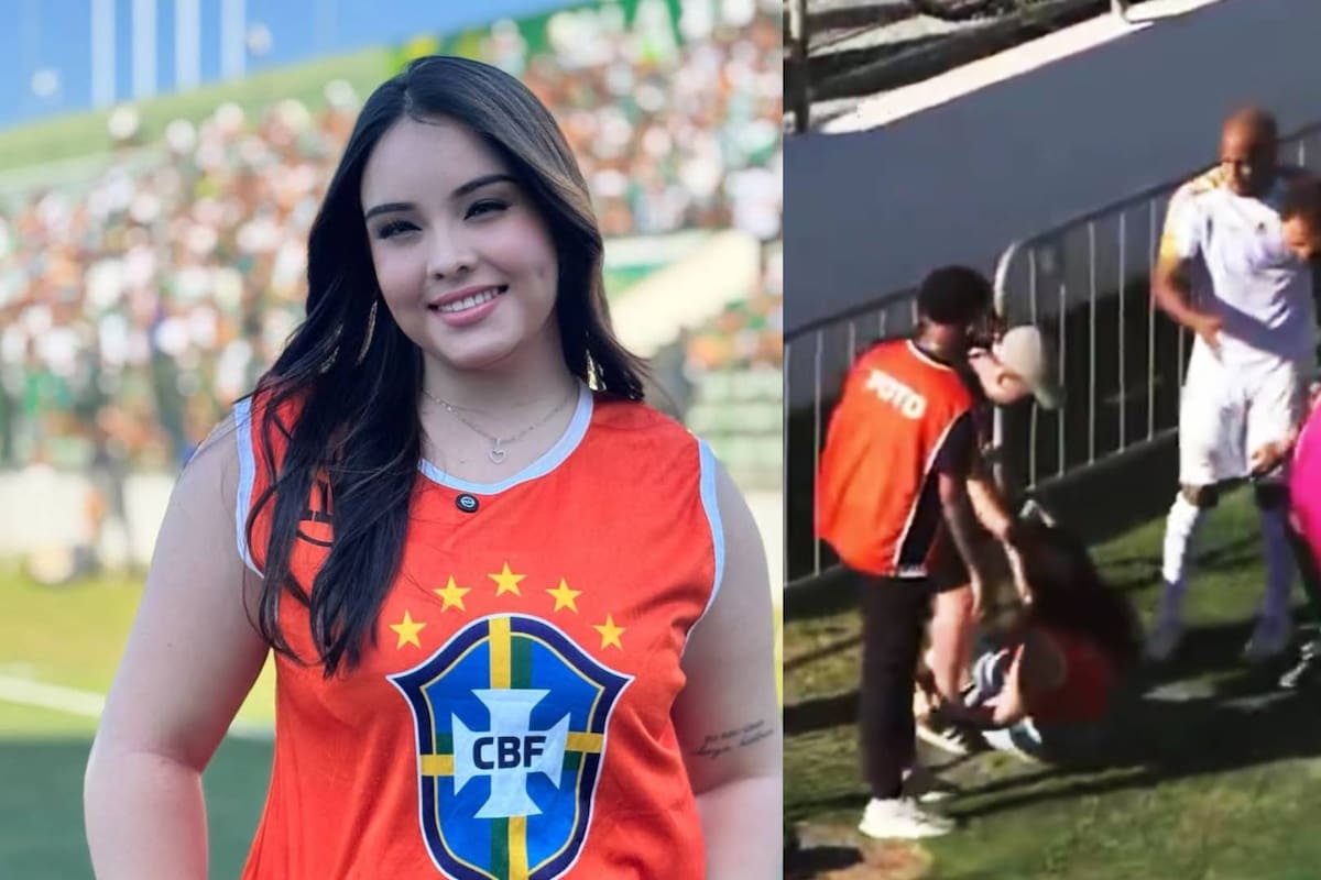 VIDEO: Futbolista noquea de un pelotazo a reportera y lo acusan de hacerlo a propósito