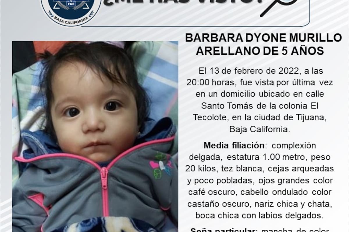 Se busca a Bárbara Dyone Murillo Arellano de 5 años de edad