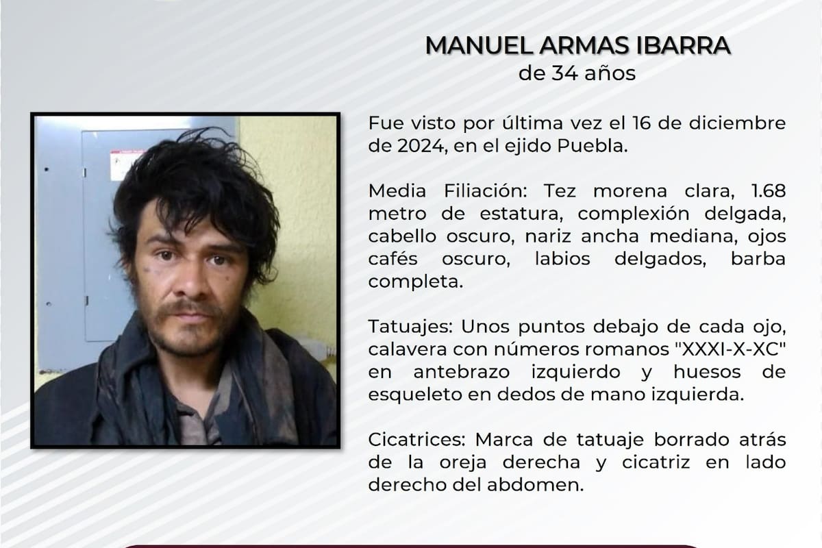 Se solicita ayuda para localizar a Manuel Armas Ibarra