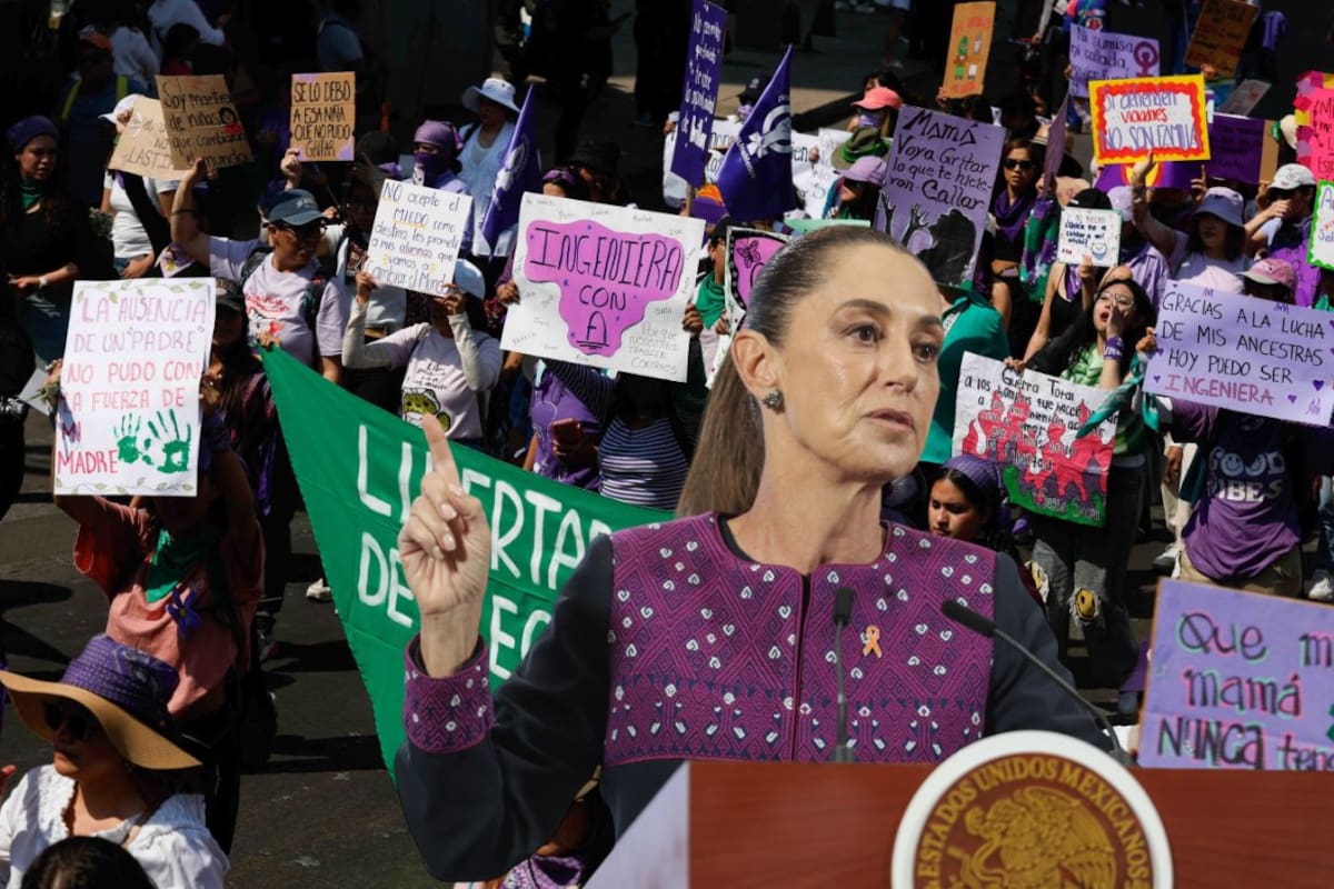 Sheinbaum afirma que las marchas del 8M en México fueron “en su mayoría pacíficas” y señala que los actos violentos fueron “muy minoritarios”
