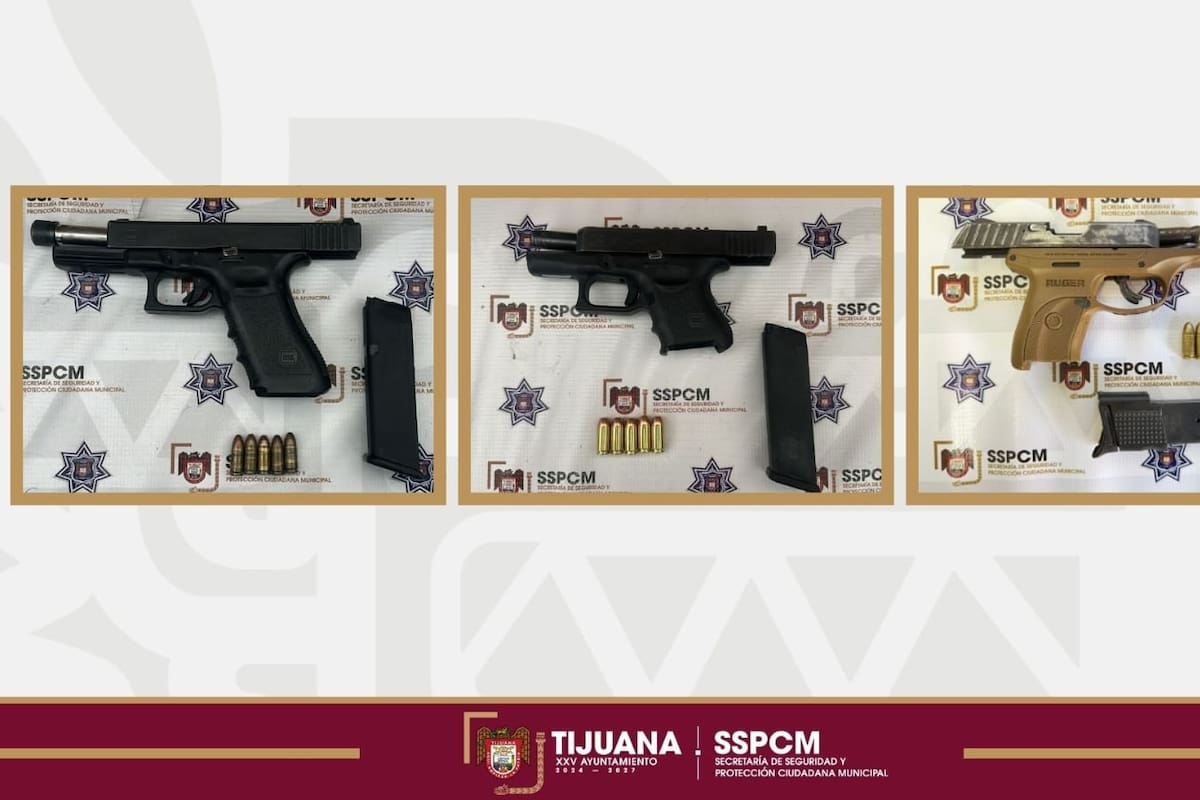Detienen a tres personas armadas en operativos de la Policía Municipal de Tijuana