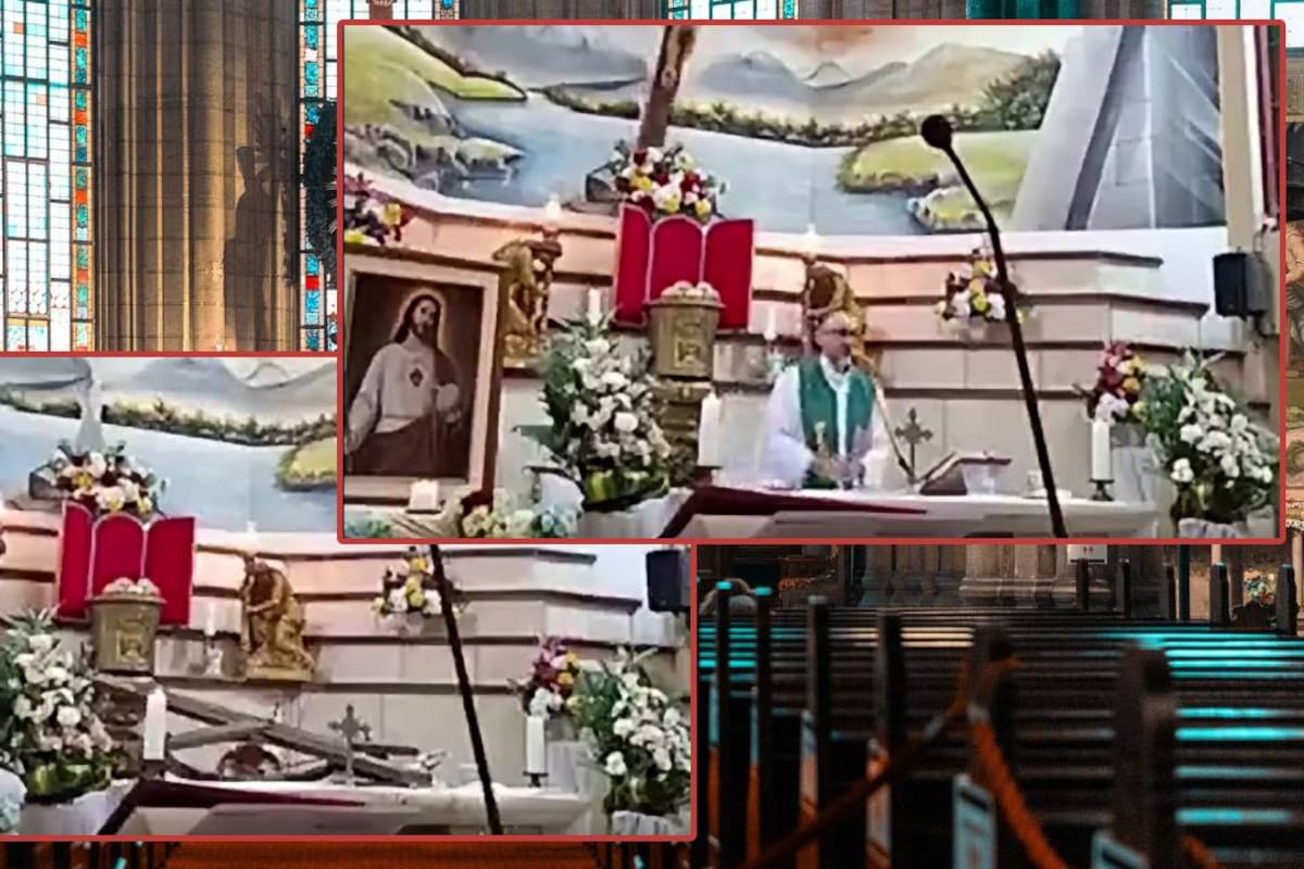 Muere sacerdote al caerle una cruz desde el altar durante misa transmitida en vivo en Ecuador
