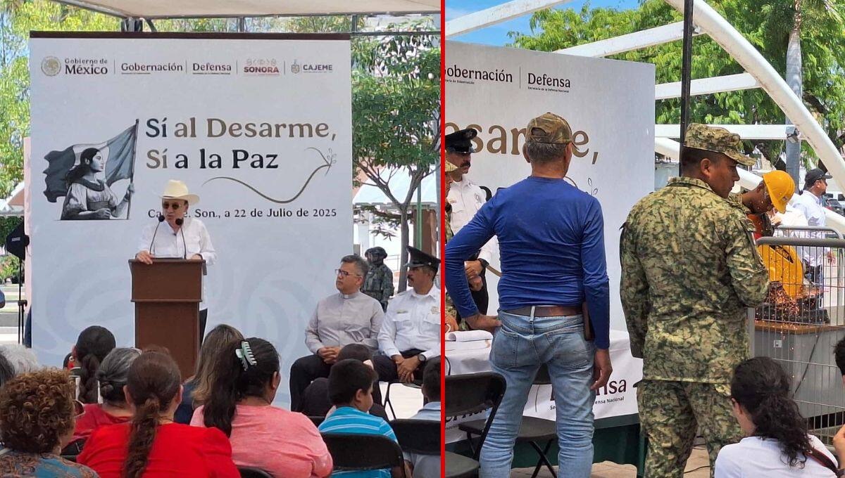En Cajeme inició el programa federal "Sí al desarme, Sí a la paz", con módulos en iglesias para canjear armas, cartuchos y explosivos por dinero, sin requerir datos personales.