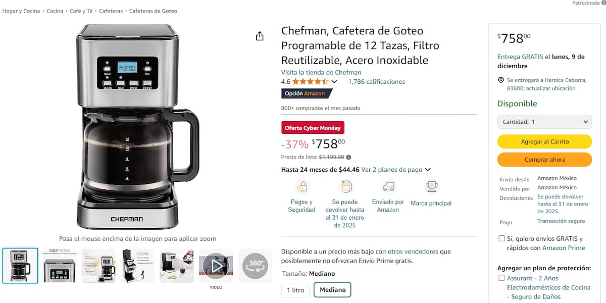 La cafetera tiene 37% de descuento en Amazon