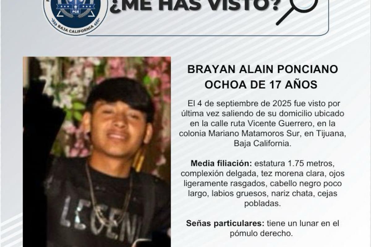 Se busca a Brayan Alain Ponciano Ochoa de 17 años