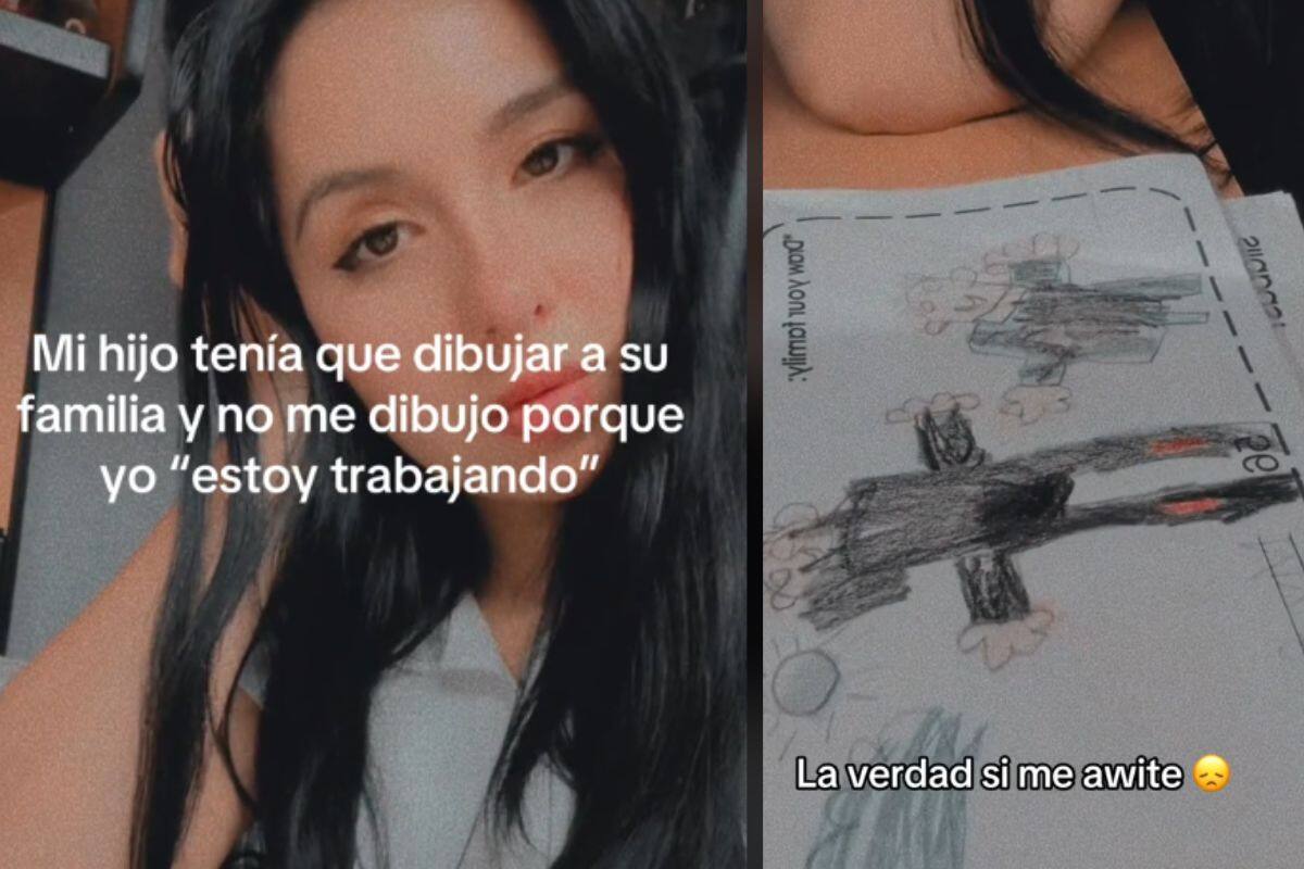 El hijo de esta mujer tenía que dibujar a su familia, pero no puso a ella porque se la pasa trabajando