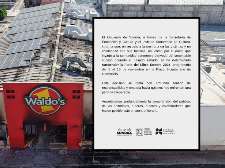 Suspenden Feria del Libro Sonora 2025 tras incendio de Waldo’s en Hermosillo