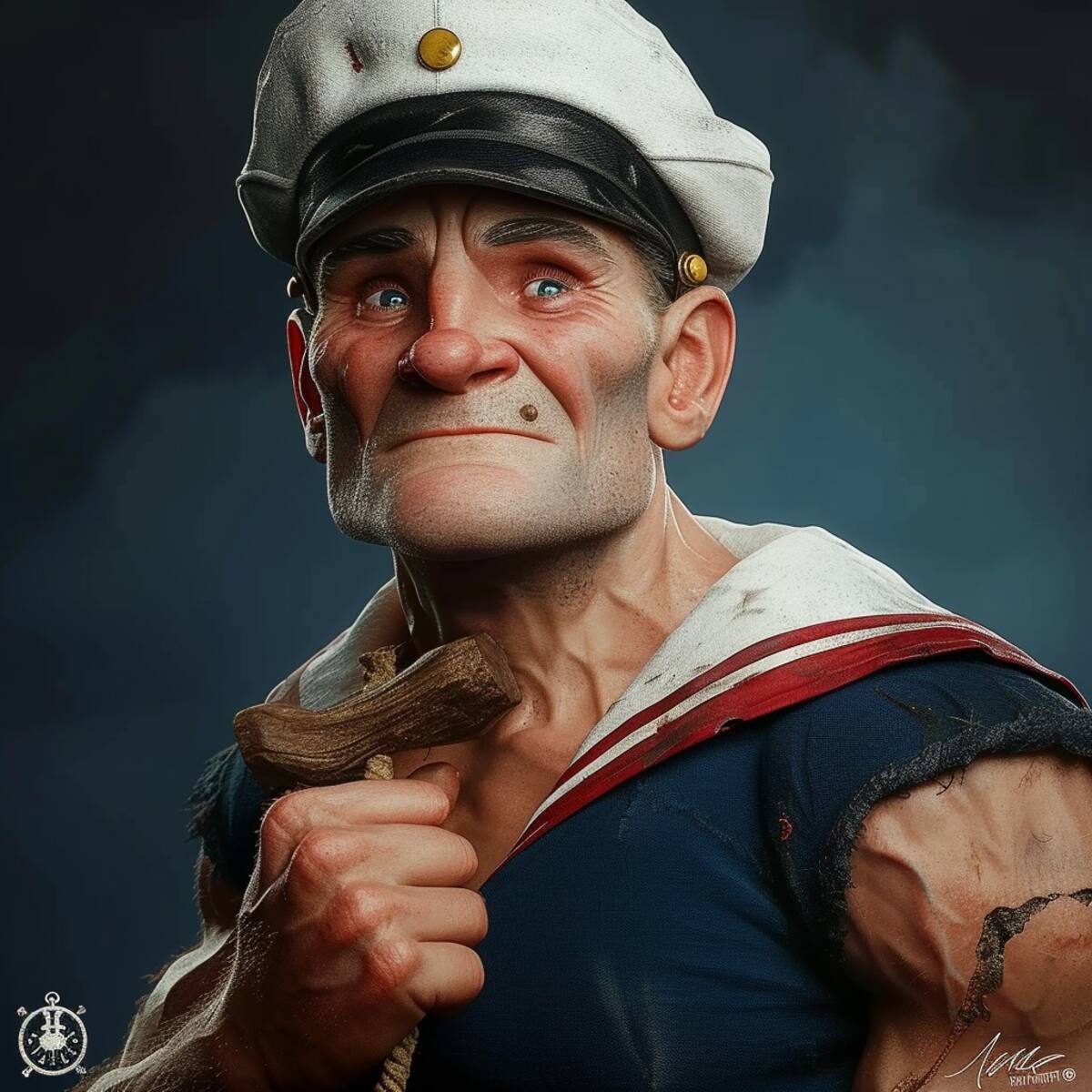 ¡Adiós al estereotipo! La inteligencia artificial da vida a un Popeye con ambos ojos y un encanto renovado.