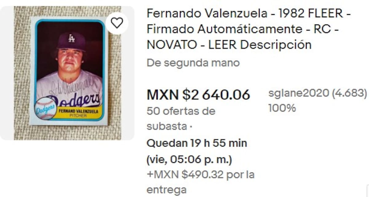 Tarjeta Fleer del año 1982.