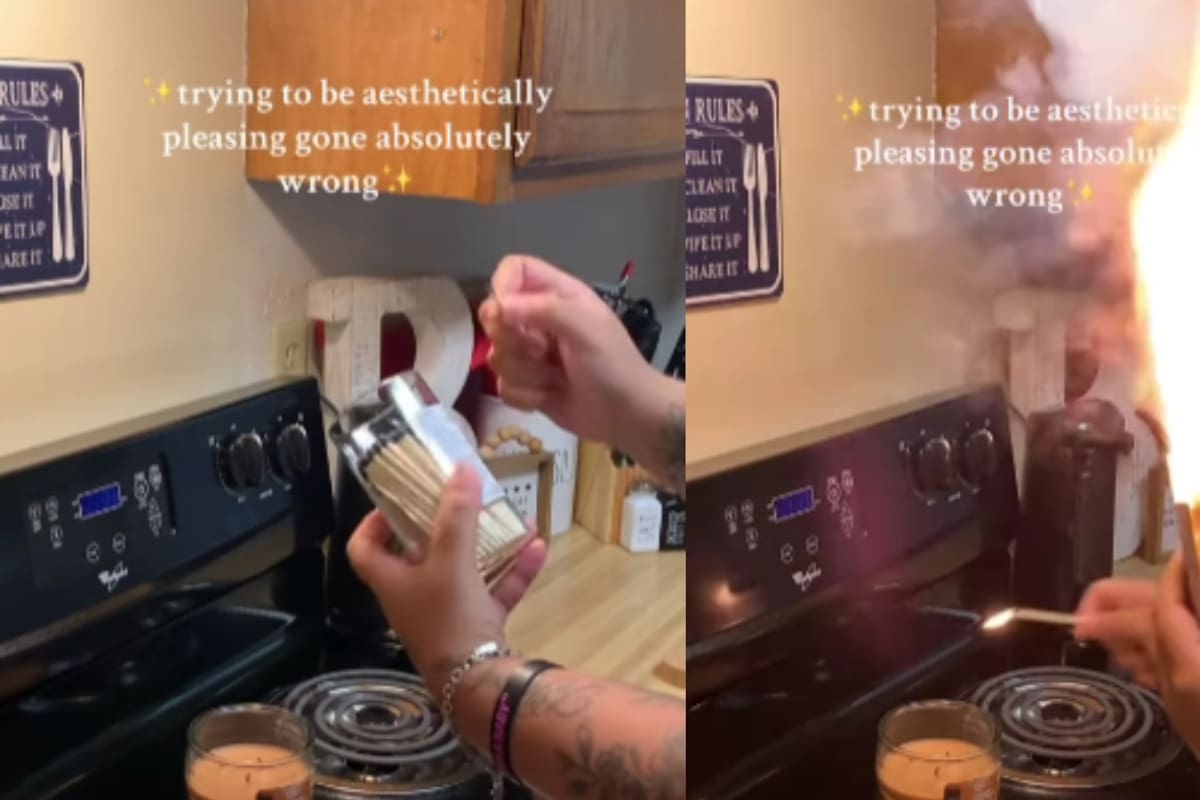 Impactante: mujer intenta grabar video aesthetic con cerillos y termina incendiando el frasco