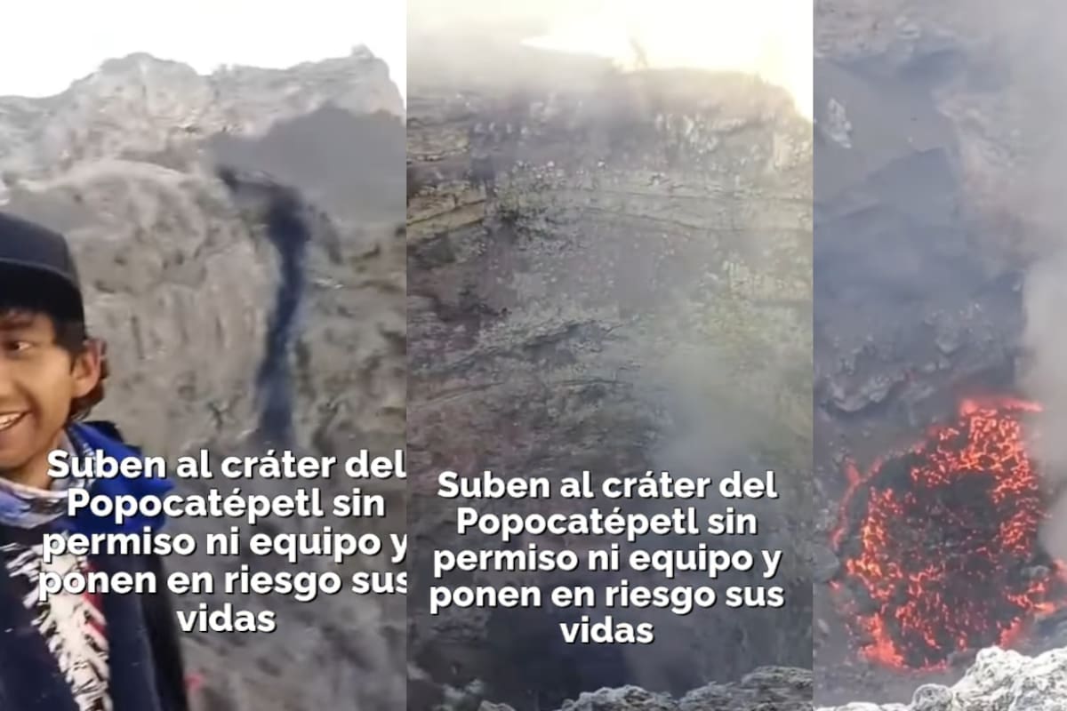 Jóvenes suben imprudentemente al cráter del Popocatépetl y su hazaña se vuelve viral