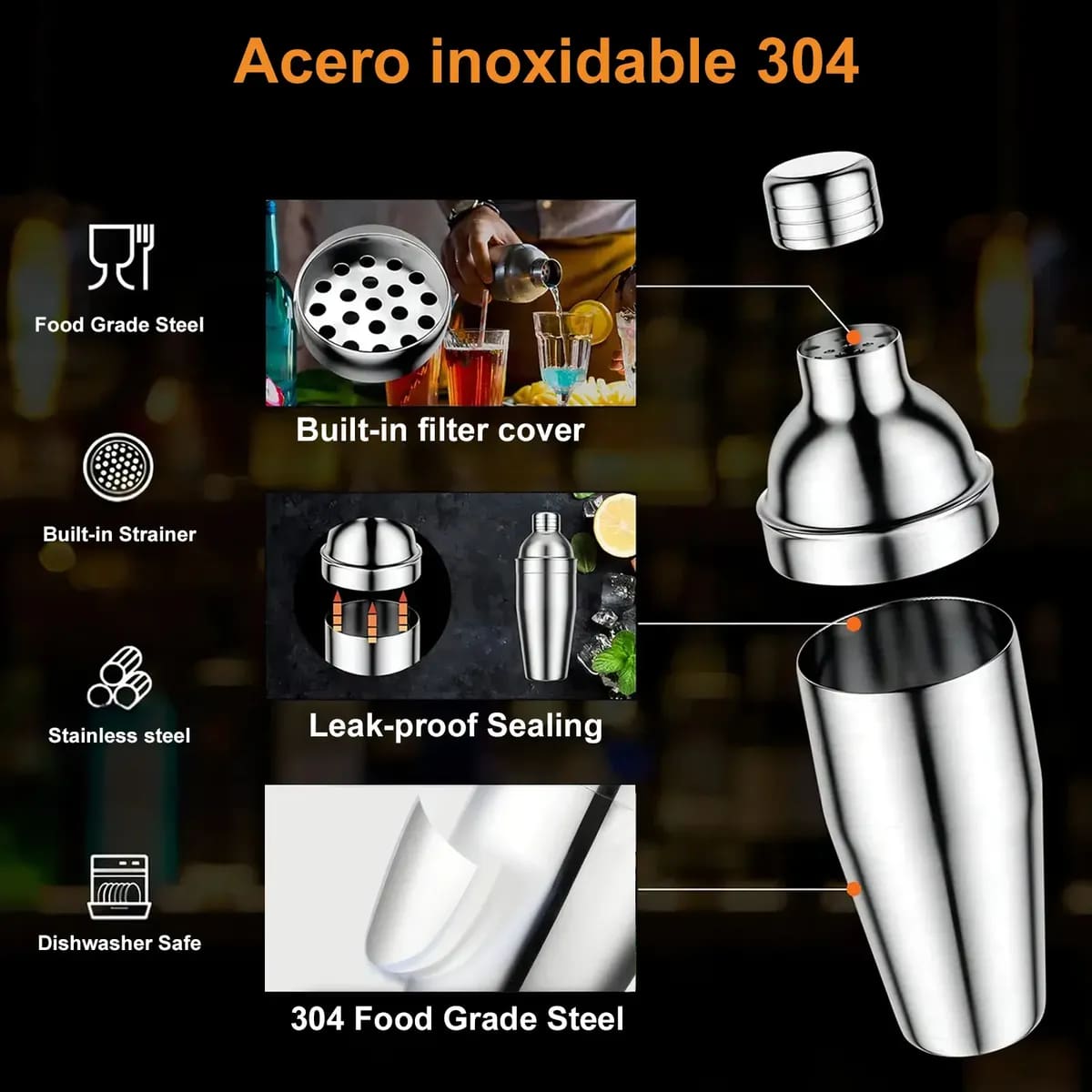 kit de coctelería de acero inoxidable | Mercado Libre