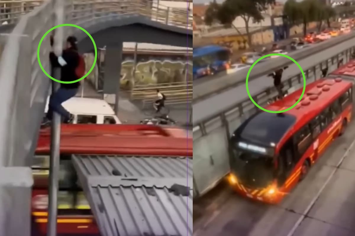 “Además de que saltó el puente para alcanzarlo” Sujeto se vuelve viral tras subirse al techo de un camión luego de no haber logrado abordarlo a tiempo