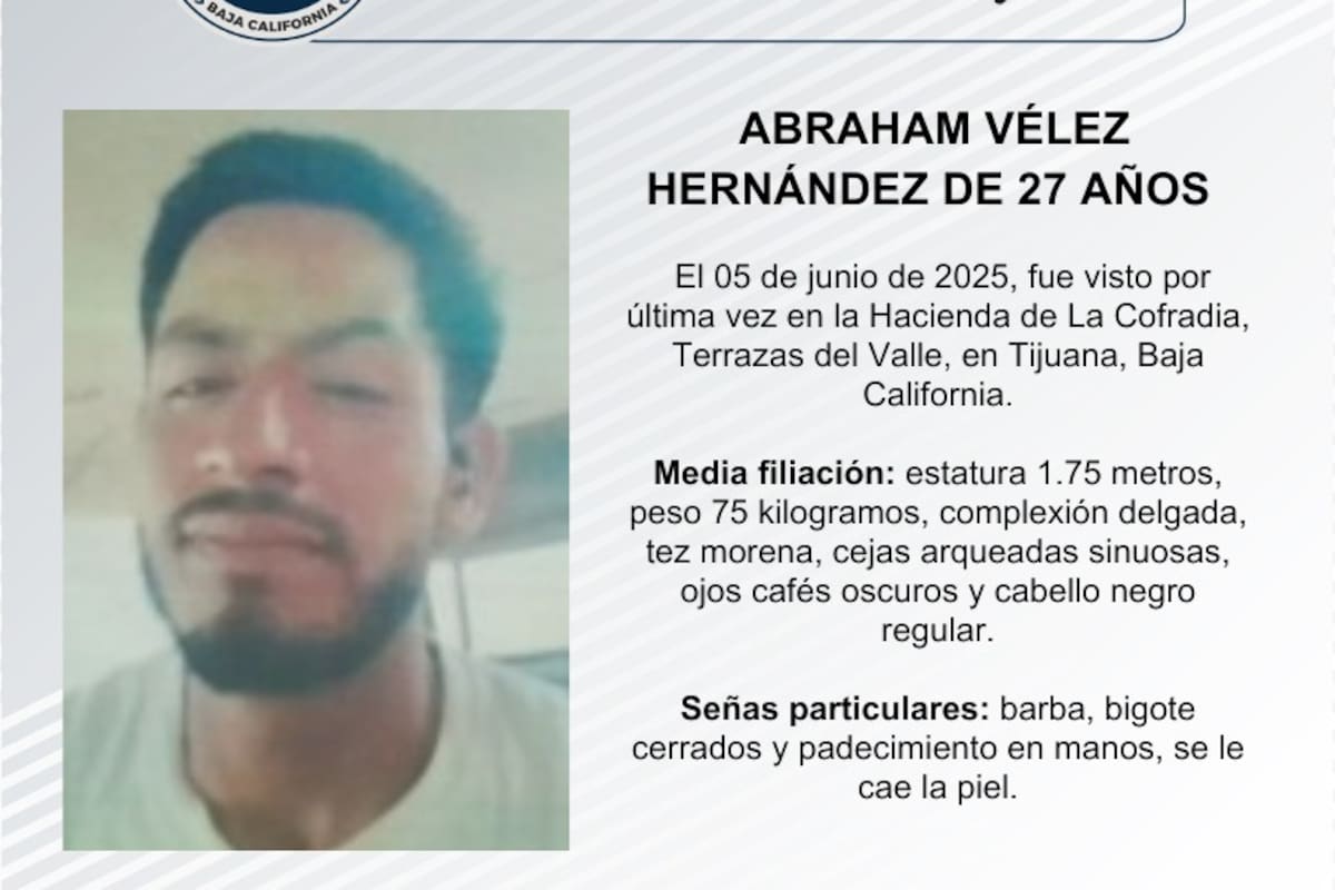 Se busca a Abraham Vélez Hernández de 27 años de edad