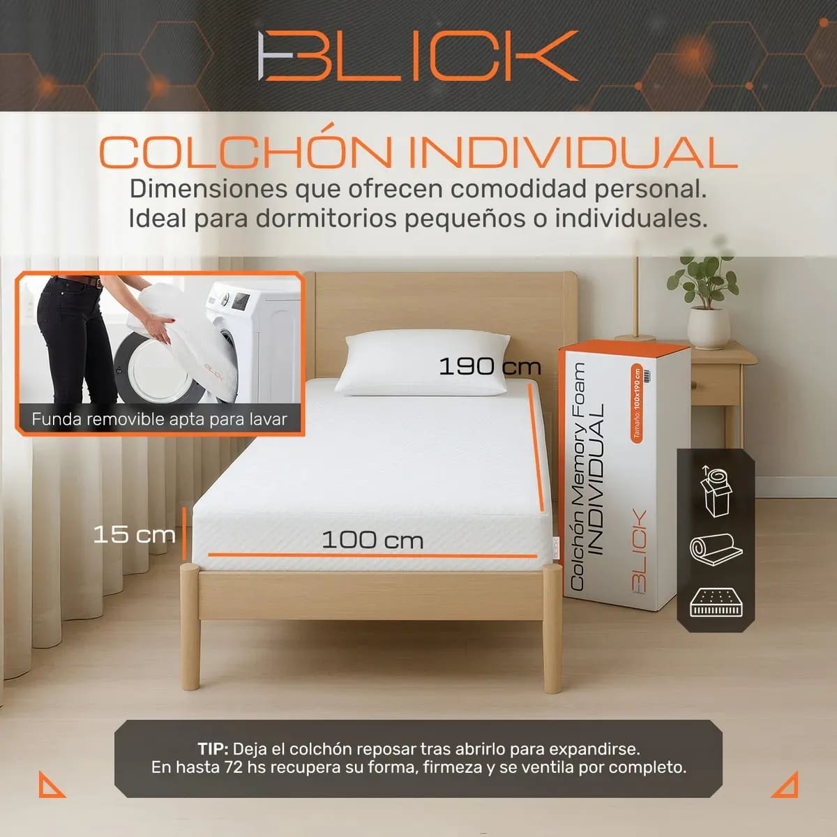 Colchón individual de tecnología Memory Foam | Mercado Libre