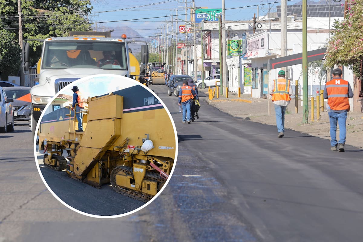 Trabajan en recarpeteo de la calle Reforma al Norte de Hermosillo; beneficiará a 45 mil habitantes de 8 colonias