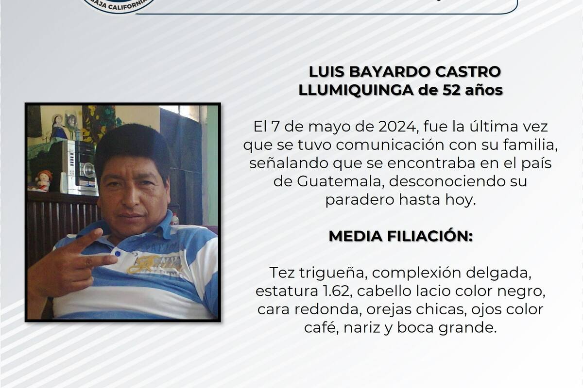 Se solicita la ayuda para localizar a Luis Bayardo Castro Llumiquinga