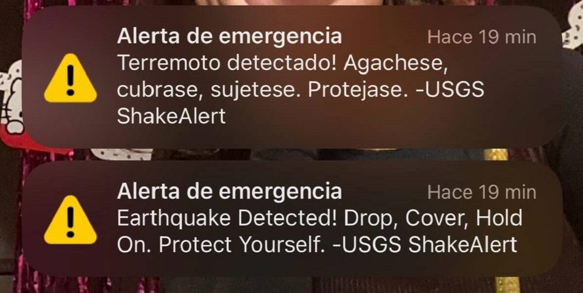 Alerta de sismo registrada en los teléfonos.