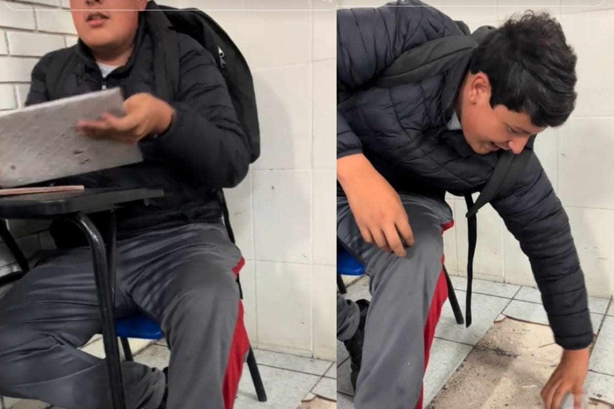 “Vamos a armar un rompecabezas”: Hombre quita el piso de su salón de clases y se hace viral