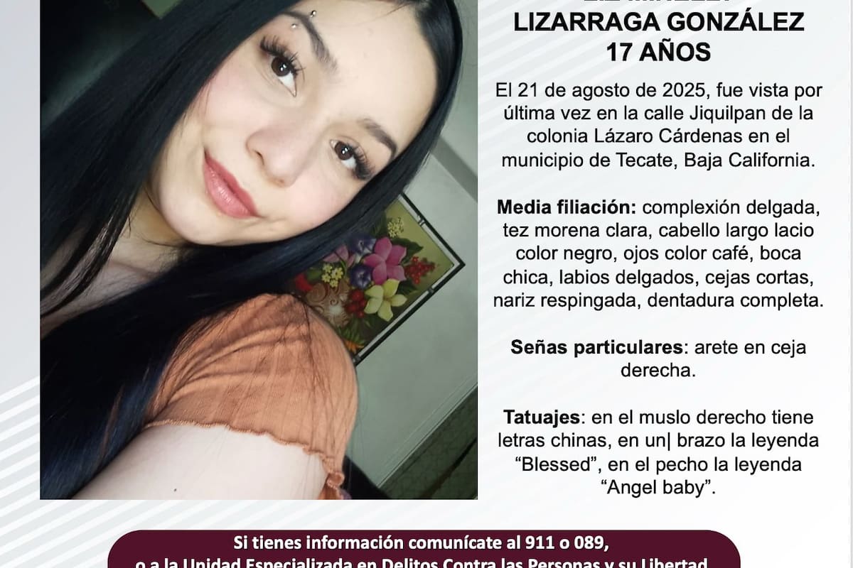 Se busca a Liz Minelly Lizarraga González de 17 años