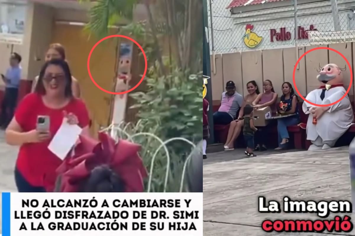 “Se le hizo tarde, pero no faltó”: Padre acude a la graduación de su hija vestido de Dr. Simi