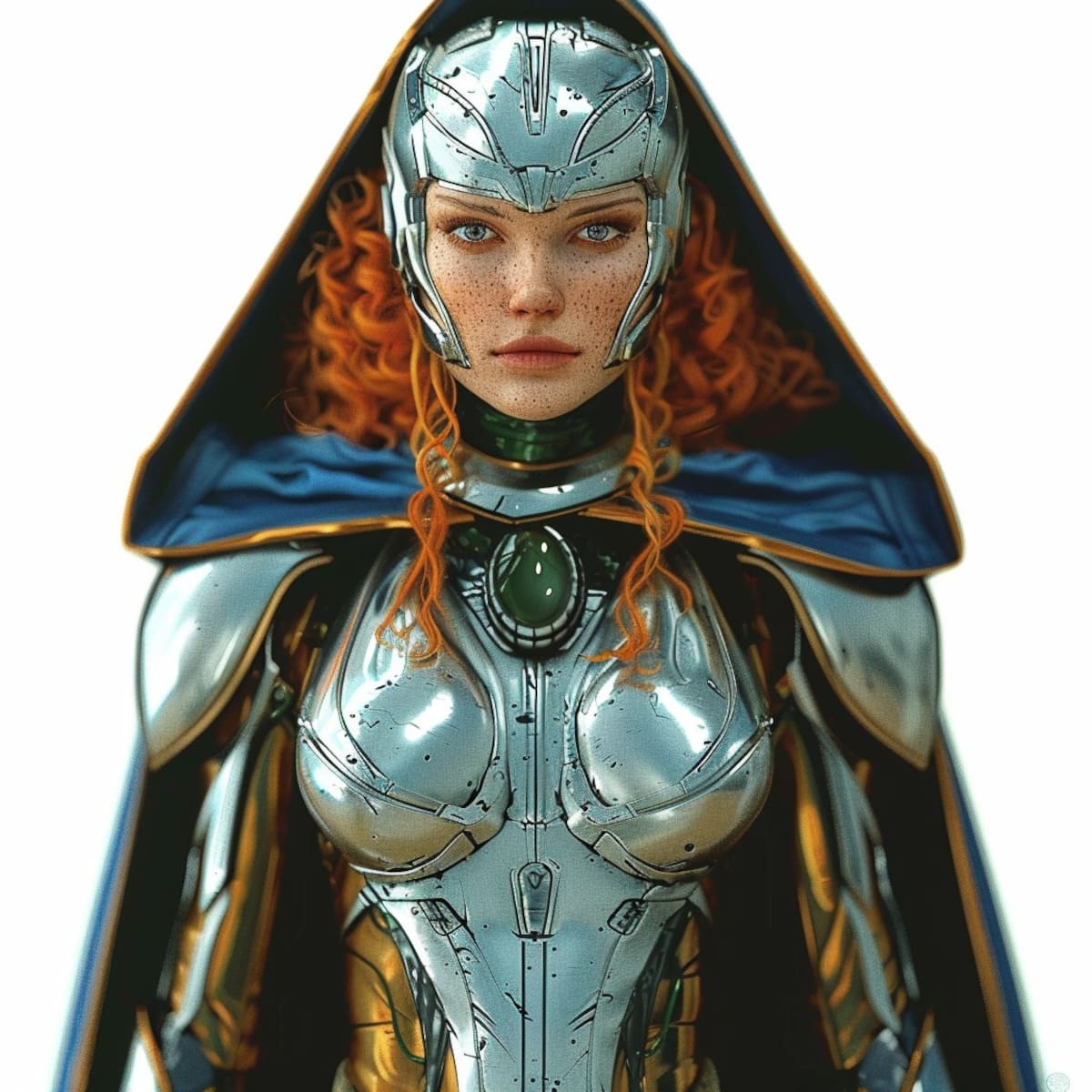 La inteligencia artificial nos presenta una Lilandra Neramani cautivadora, con su armadura resplandeciente y cabello pelirrojo, listo para liderar la Guardia Imperial y enfrentar desafíos intergalácticos.