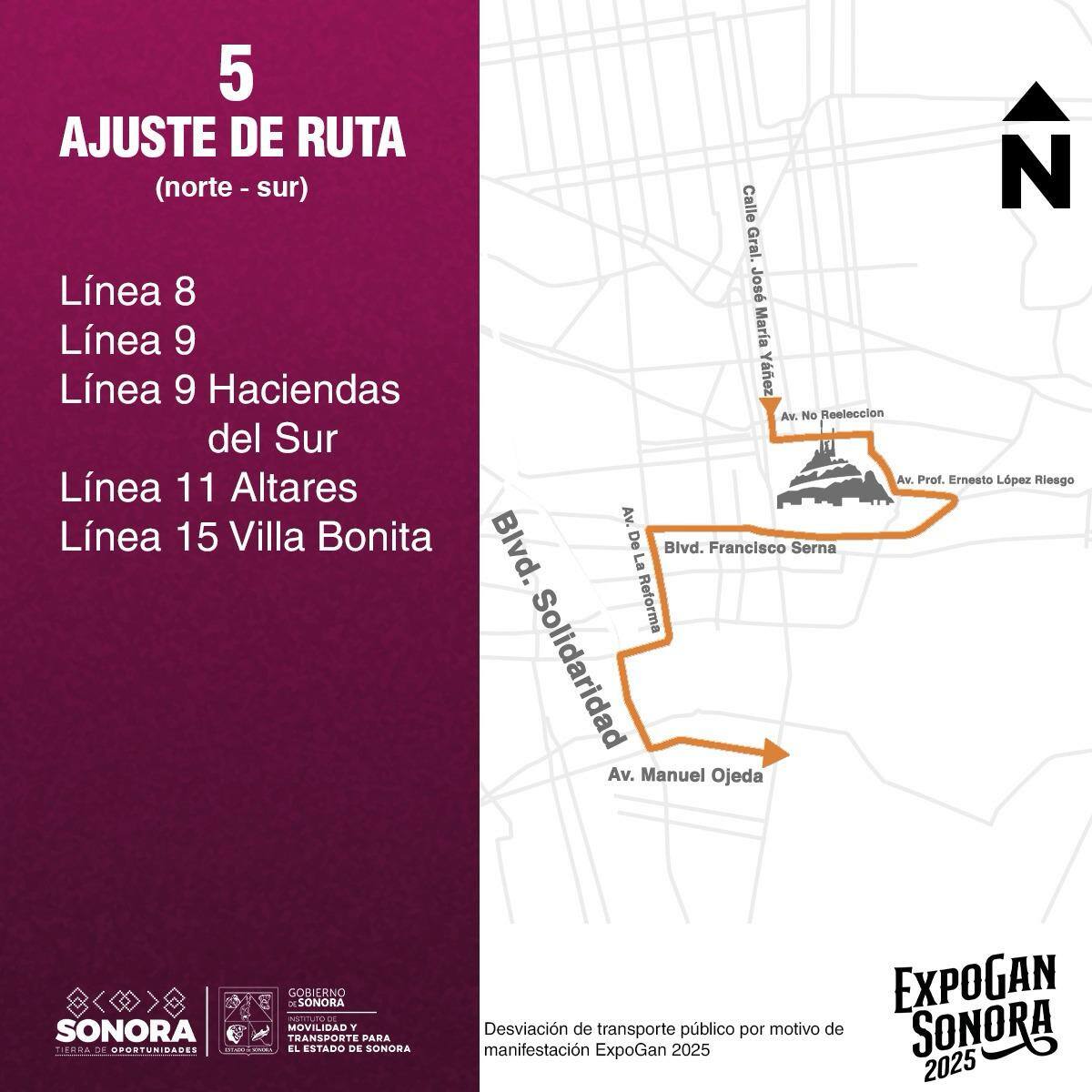 ExpoGan Sonora 2025: cierres viales y ajustes en rutas de camiones en Hermosillo / Espécial