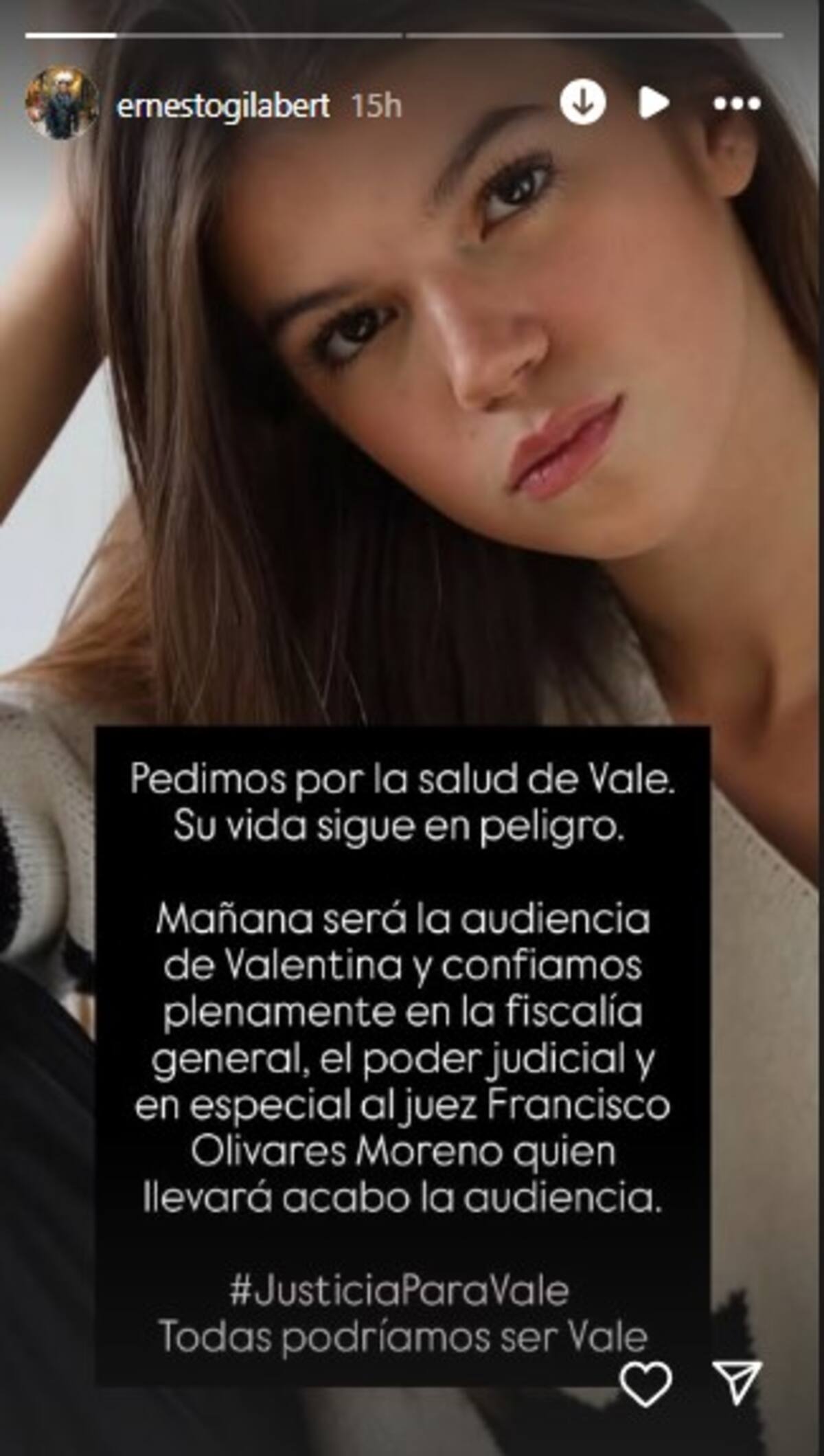 Padre de Valentina Gilabert expresa su preocupación por su hija / Instagram @ernestogilbert