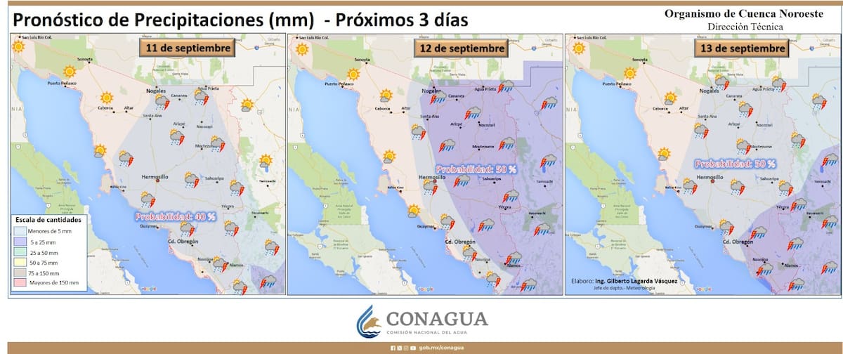 Alertan por lluvias aisladas en Hermosillo durante hoy y mañana