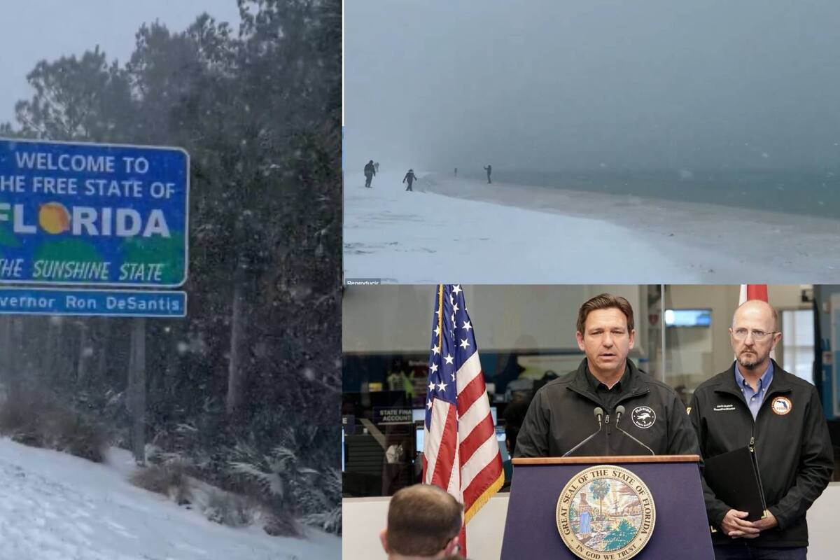 VIDEO: Así las playas de Florida, la ciudad del sol, se cubren de NIEVE por tormenta invernal generalizada