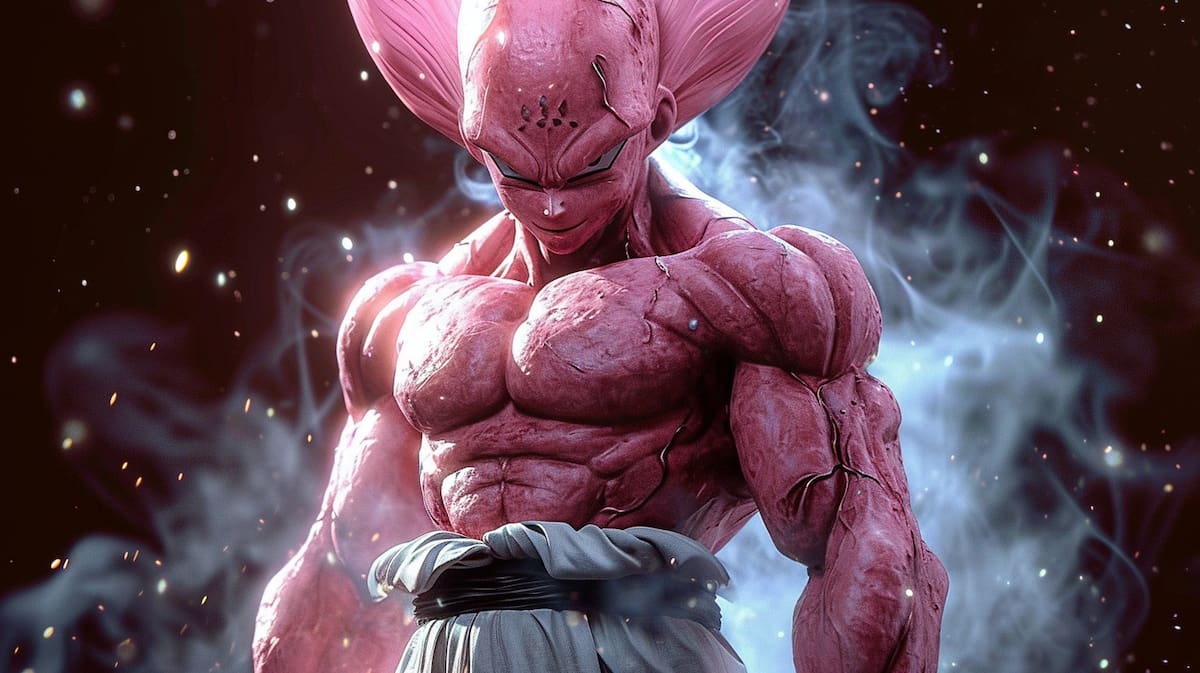 Super-Boo de Dragon Ball según la inteligencia artificial sería muy musculoso.
