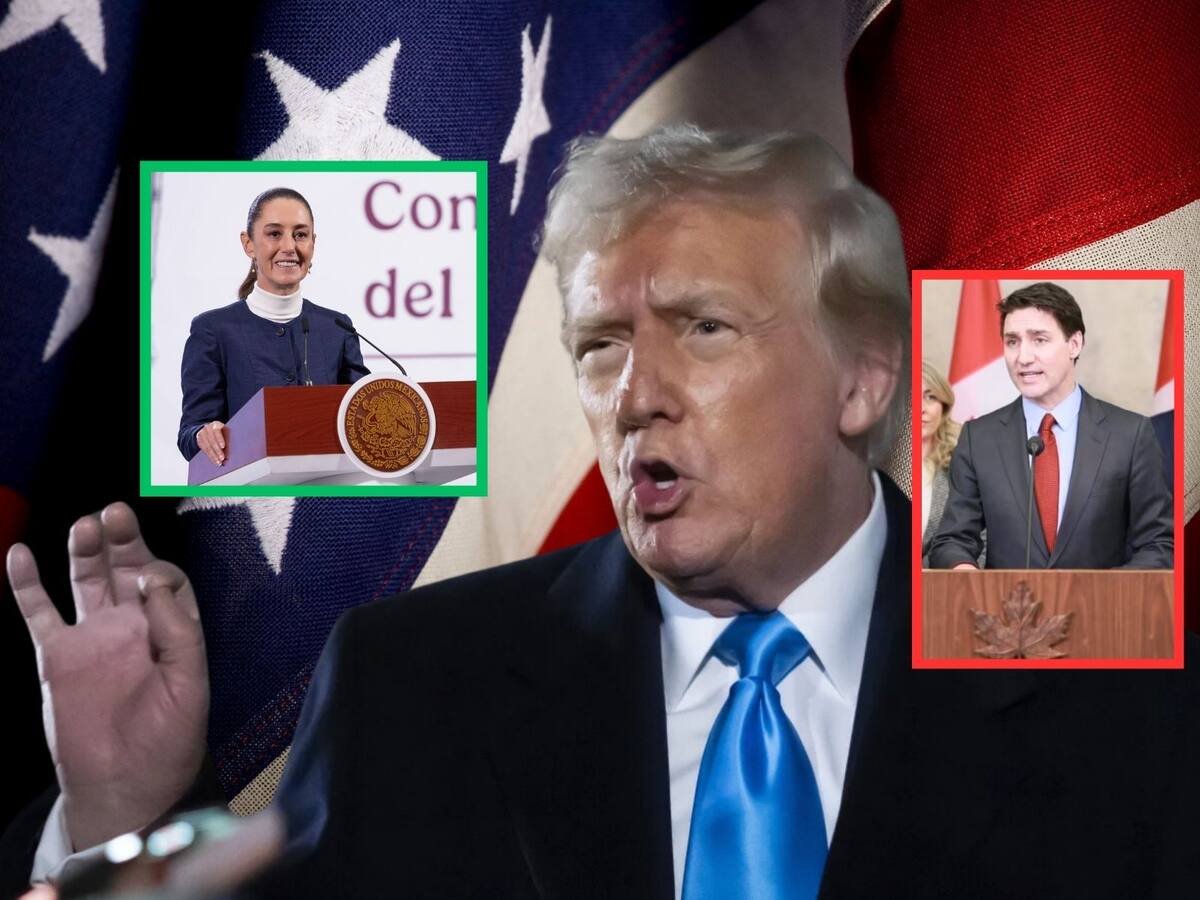 Casa Blanca destaca que México sí está tomando "en serio" las peticiones de Trump, pero Canadá parece haber "malinterpretado" el asunto. Crédito: AP/Presidencia de México/X @JustinTrudeau