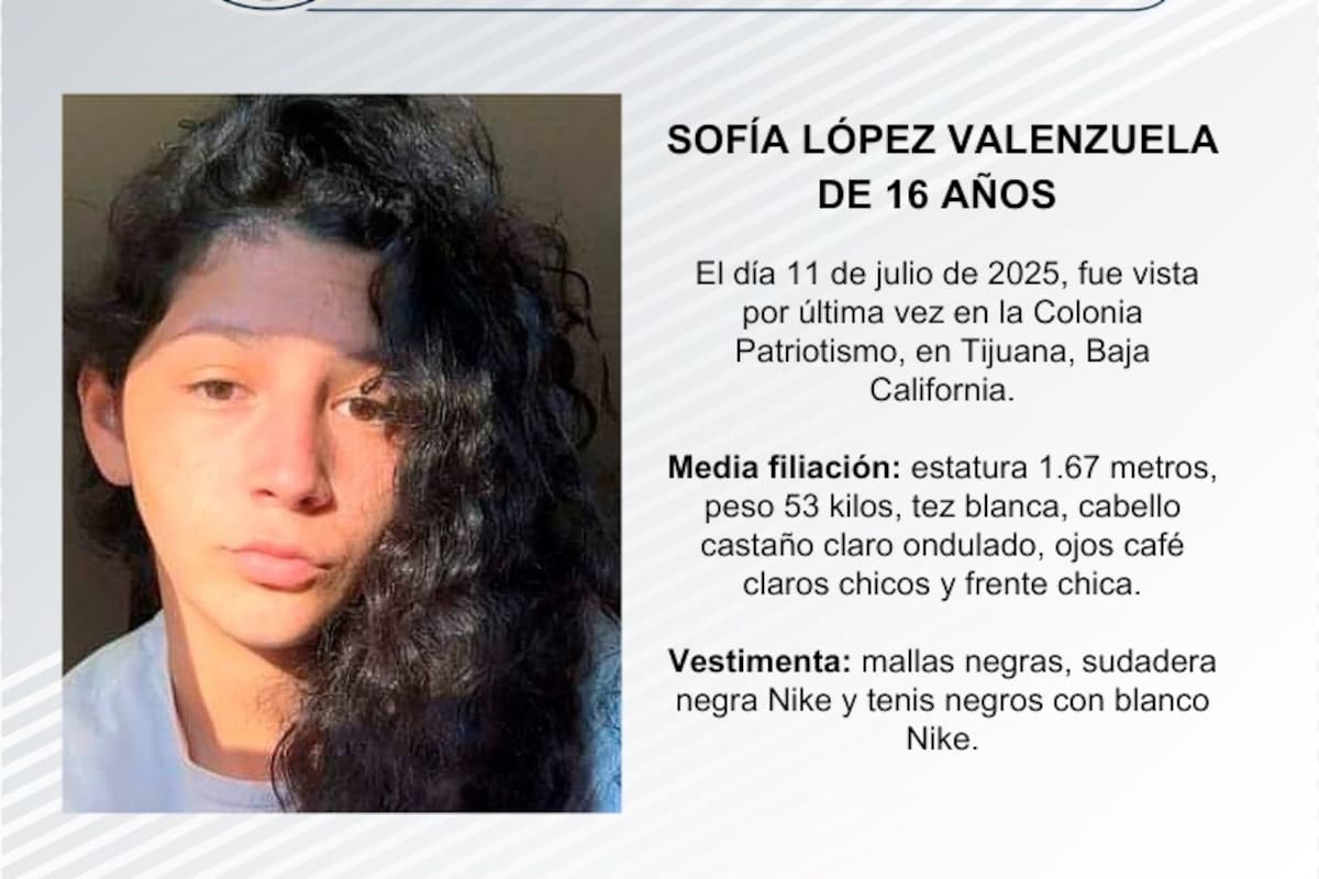 Se busca a Sofía López Valenzuela de 16 años de edad