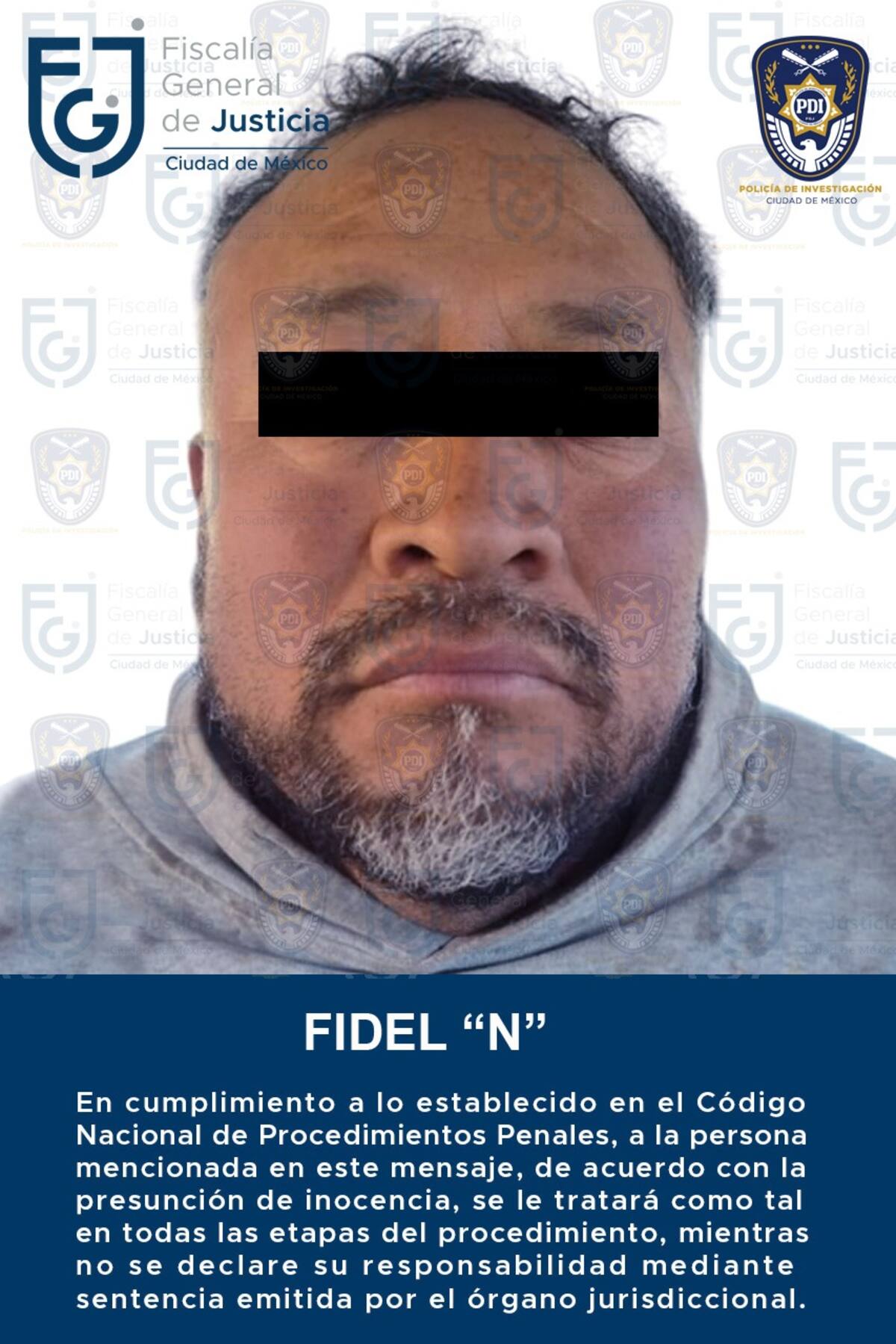 Fidel "N" enfrenta acusaciones de feminicidio y fue vinculado a proceso con prisión preventiva mientras avanza la investigación sobre su probable participación en el crimen ocurrido en 2021. / FGJCDMX.