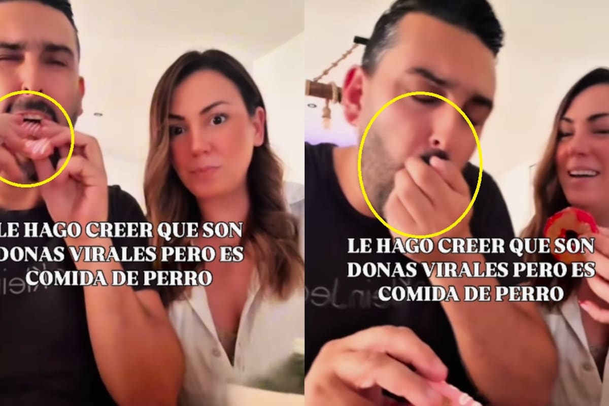 “Yo que él, pido el divorcio”: mujer hace creer a su esposo que prueba donitas virales, pero eran croquetas para perro